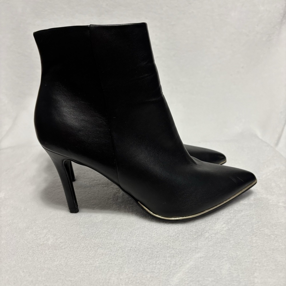 Marc Fisher Ankle Boots Women's 8.5 Black Pointed Toe 3.5" Stiletto Heel Zip